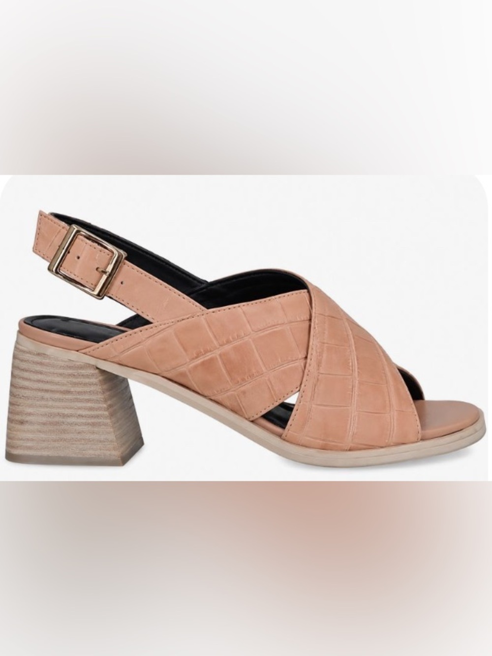 Genuine Leather Croc Look Sling Back Sandals/Block Heel POESIE VENEZIANE 7 (US)